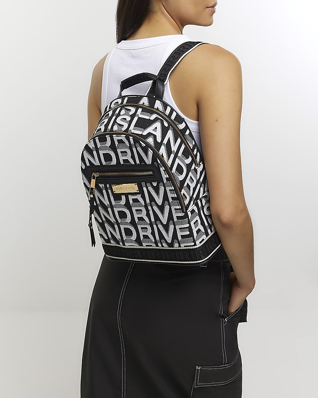 BLACK PRINT BACKPACK