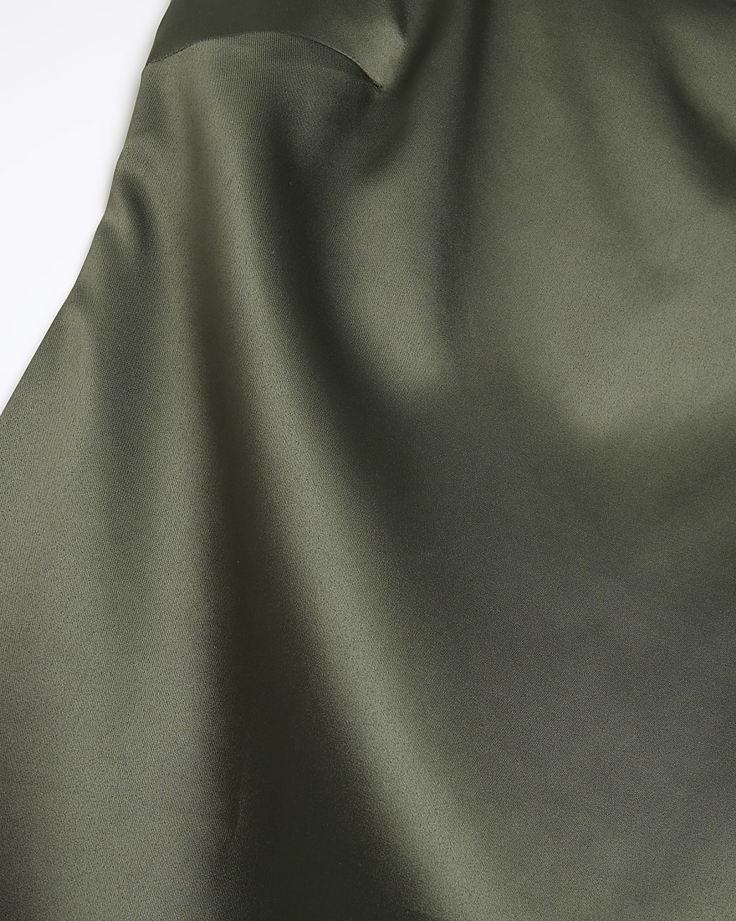 Petite khaki satin lace slip midi dress
