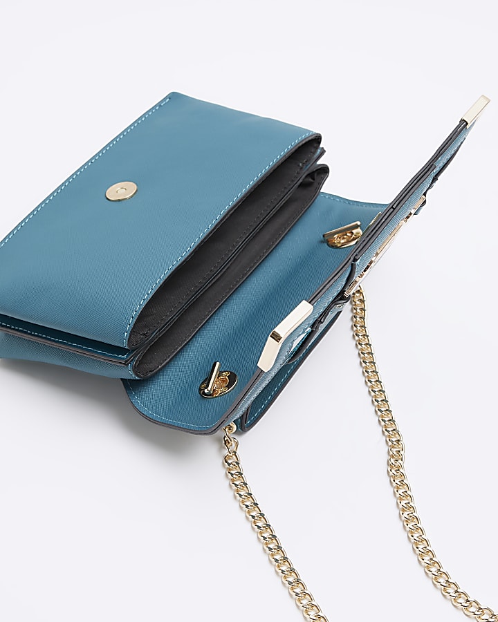 Blue chain strap cross body bag