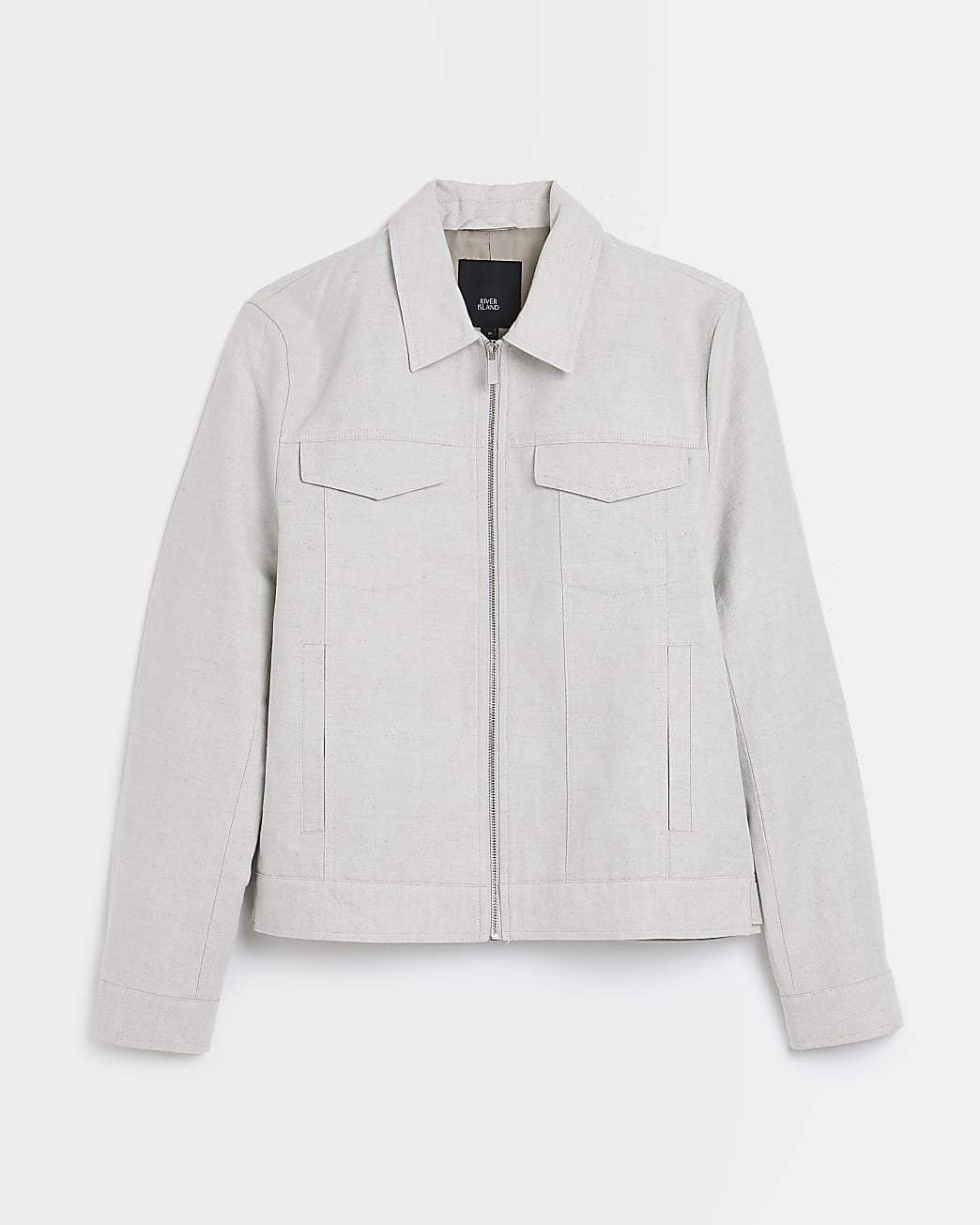 Stone regular fit linen blend western jacket