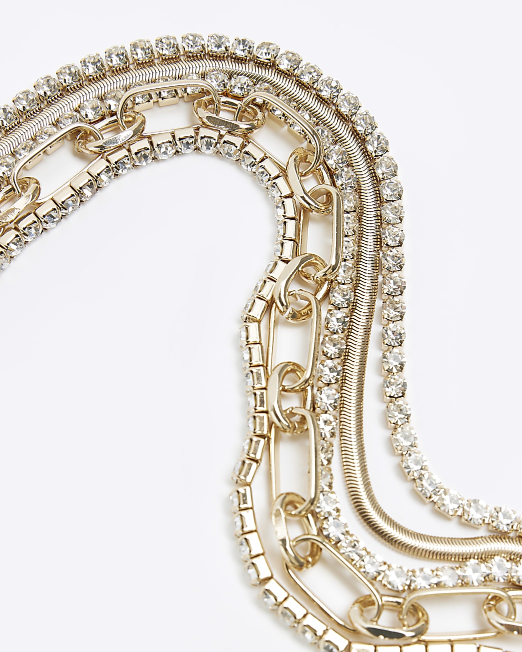 Gold chunky chain layered necklace