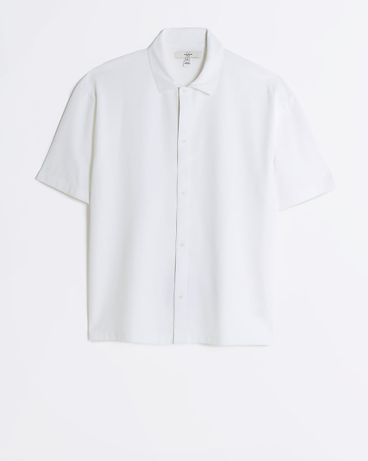 White regular fit jersey short sleeve shirt