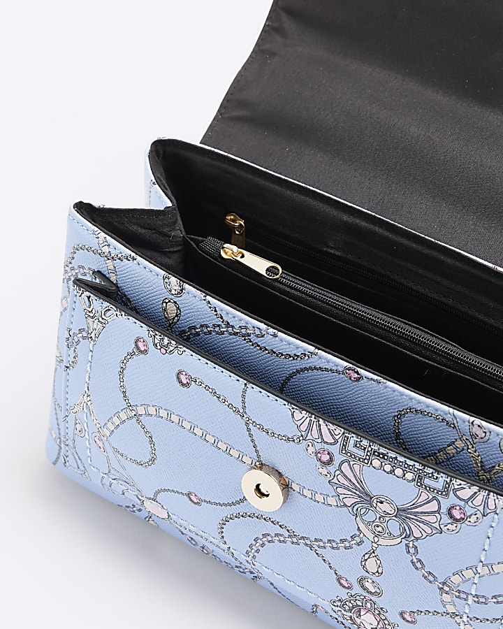 Blue jewellery print shoulder bag
