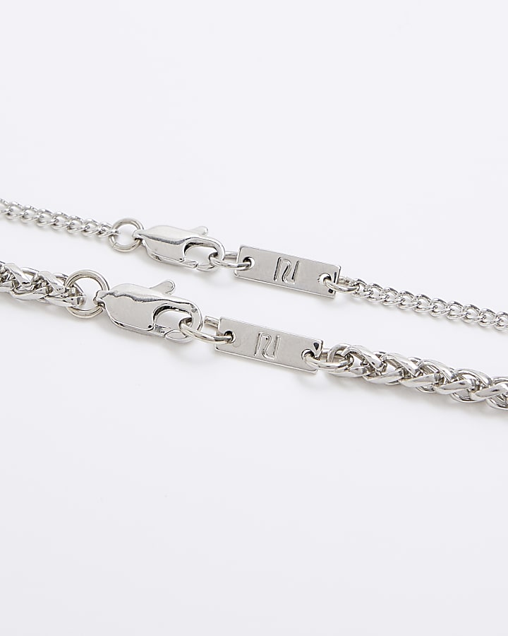 Silver colour houndstooth tag necklace