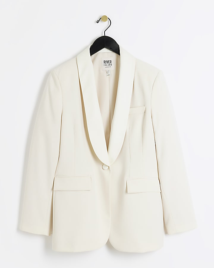 Cream shawl collar tux blazer