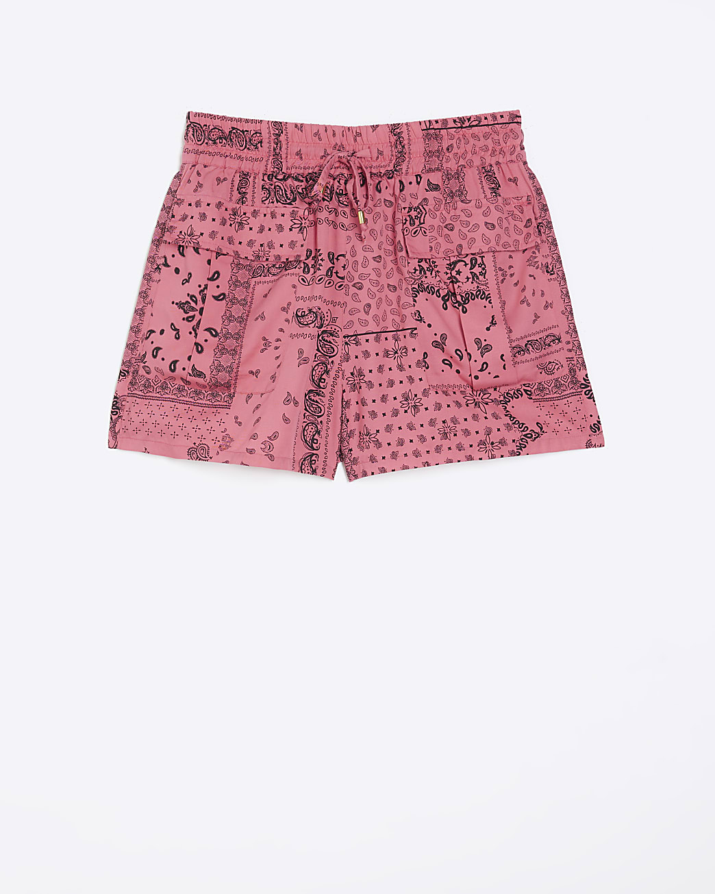 Pink  printed tie waist shorts