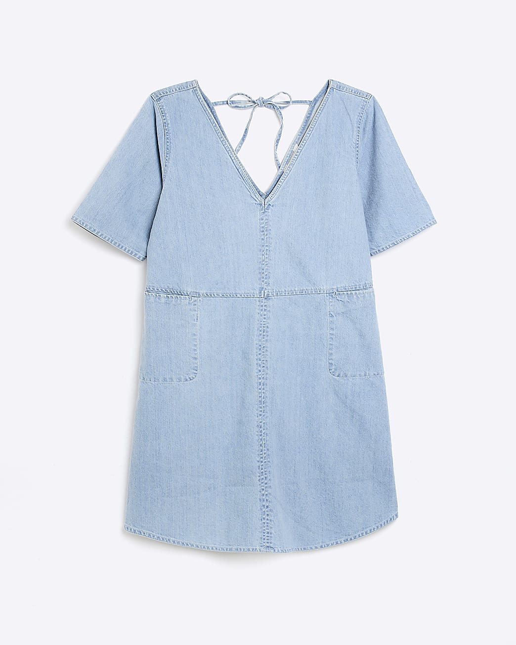 Blue denim short sleeve mini dress