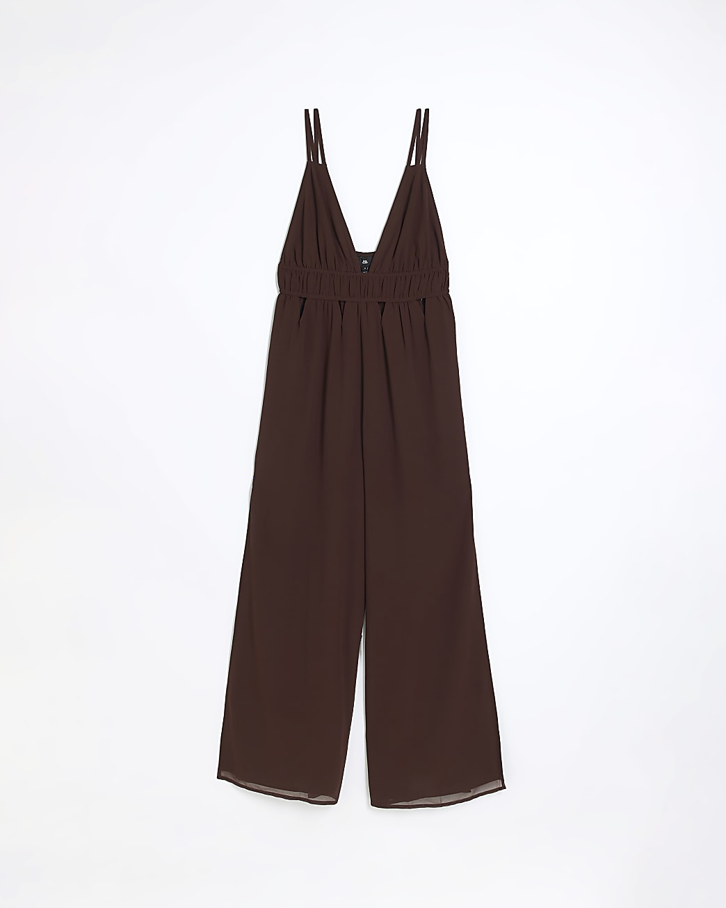 Brown Plunge Cut Out Jumpsuit