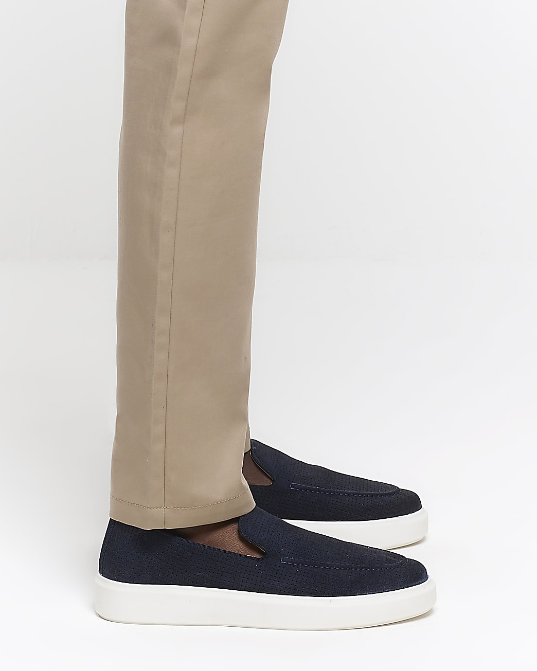 Navy slip on loafers