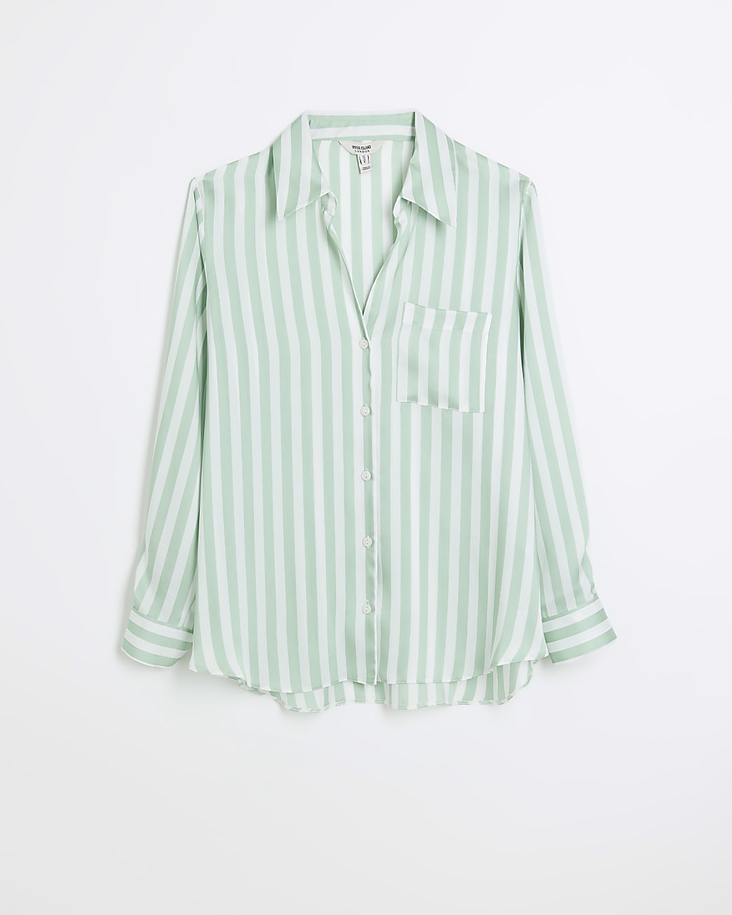 Green satin striped shirt