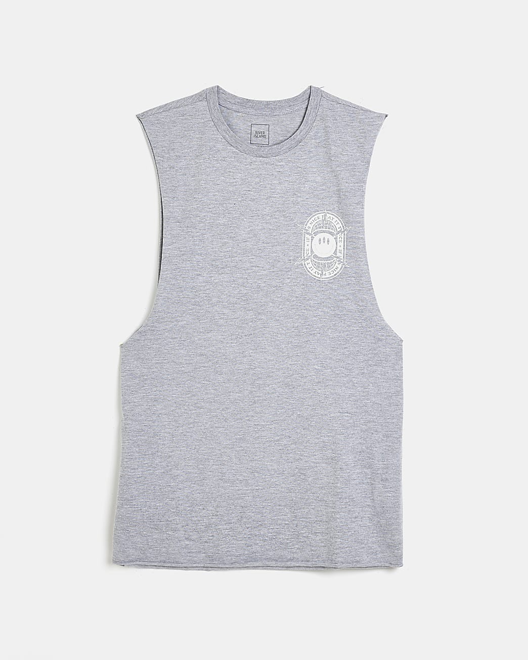 Grey regular fit smiley tank top