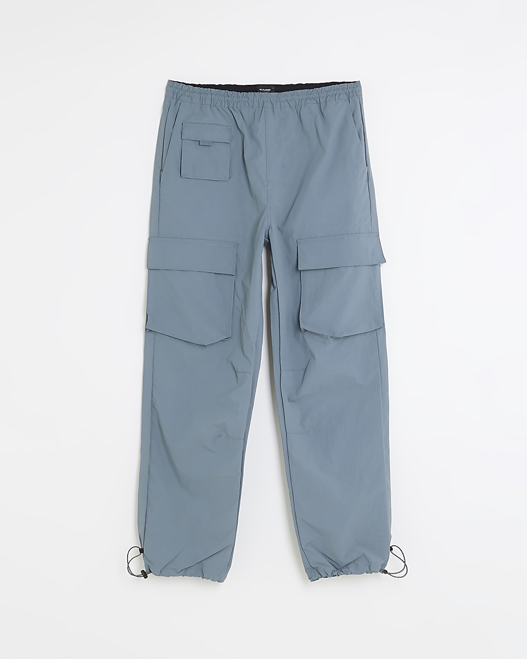 Blue regular fit nylon cargo trousers