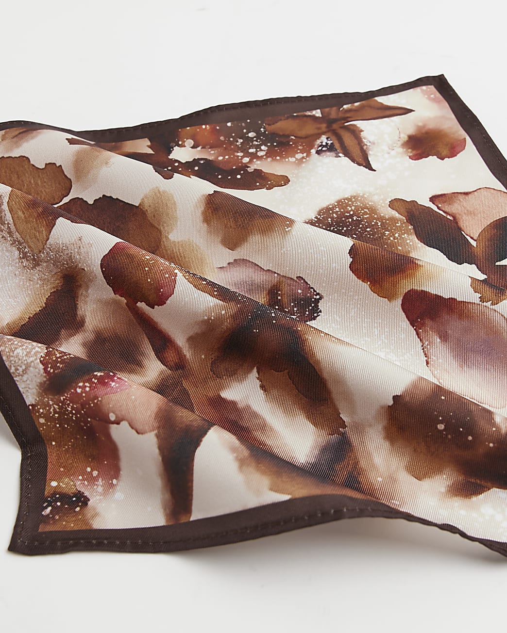 Brown Floral tie and handkerchief set
