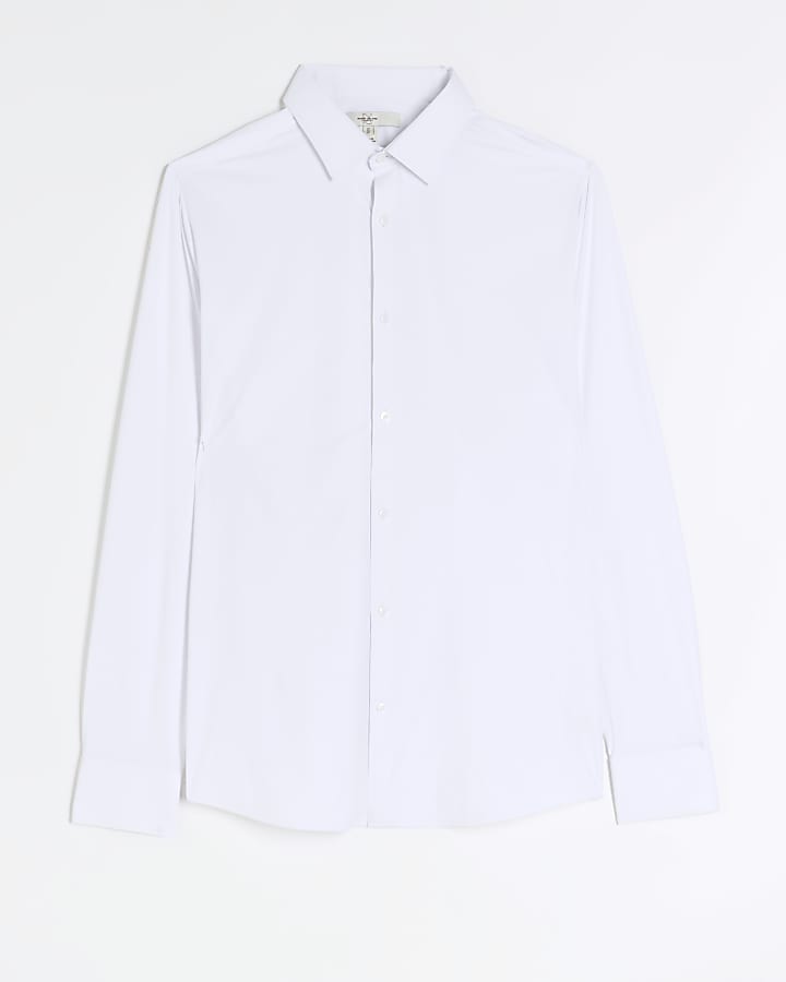 White Slim Fit Long Sleeve Smart Shirt