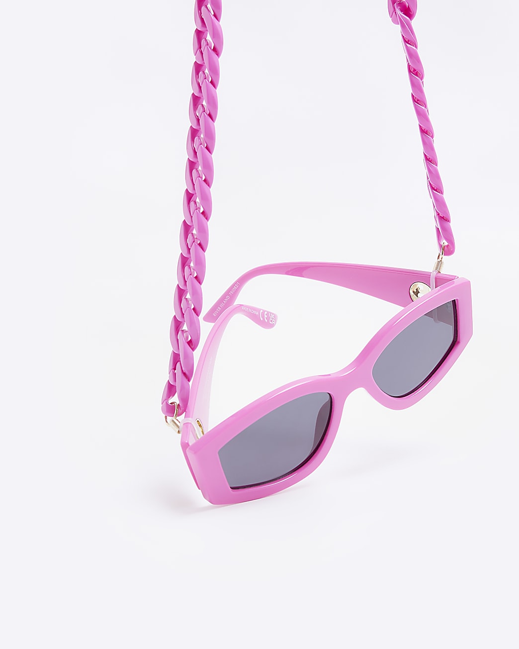 Pink chain detail square sunglasses