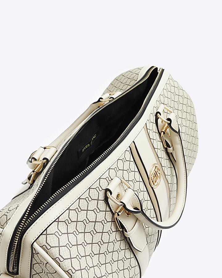 Beige RI monogram travel bag set
