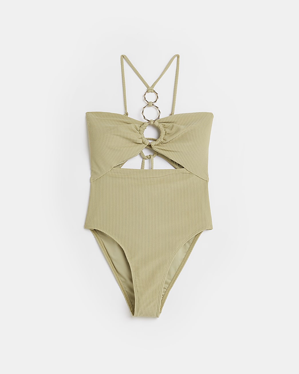 Green cut out swimsuit