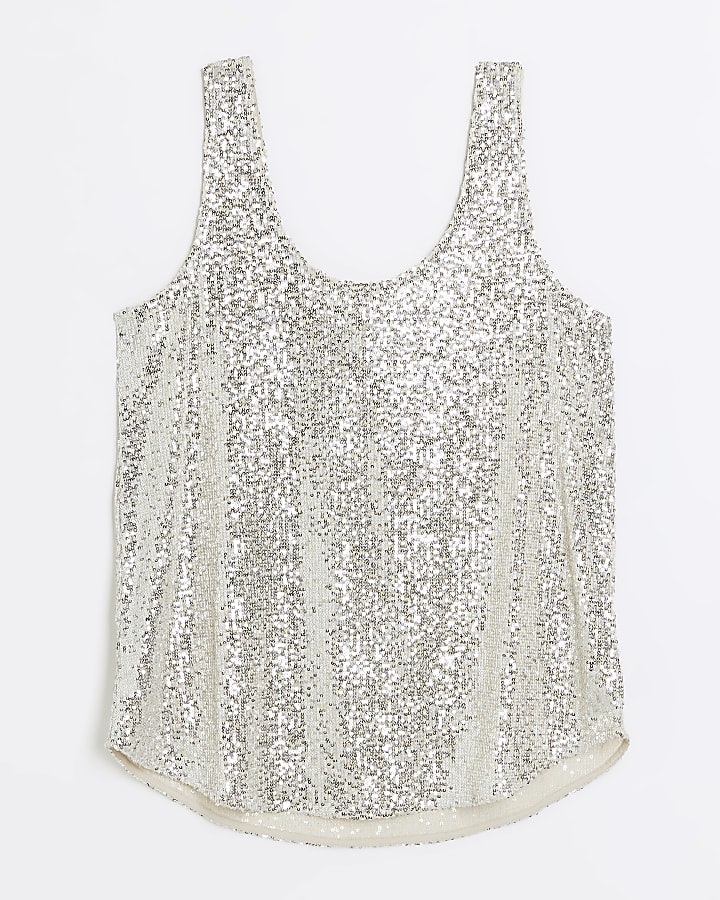 Silver sequin tank top