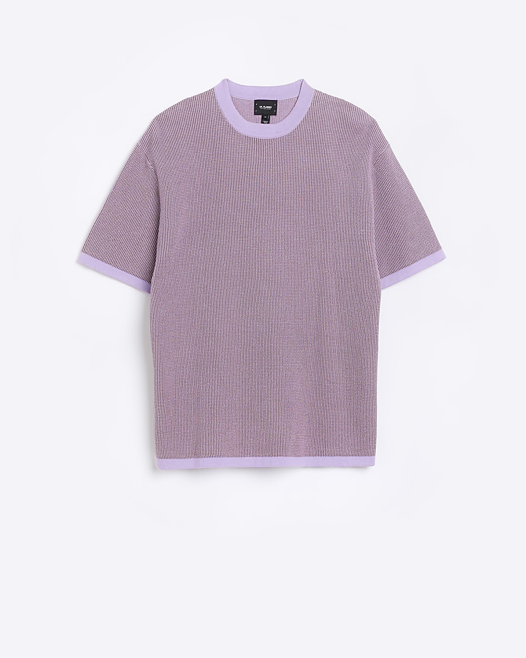 Purple oversized fit textured knitted t-shirt