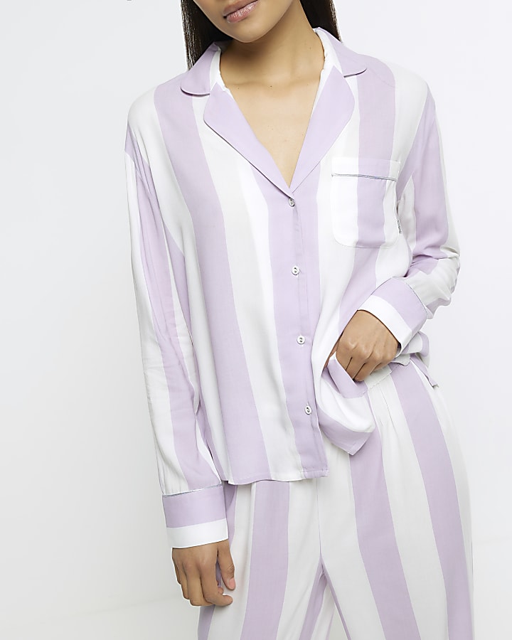 Lilac Stripe Pyjama Shirt