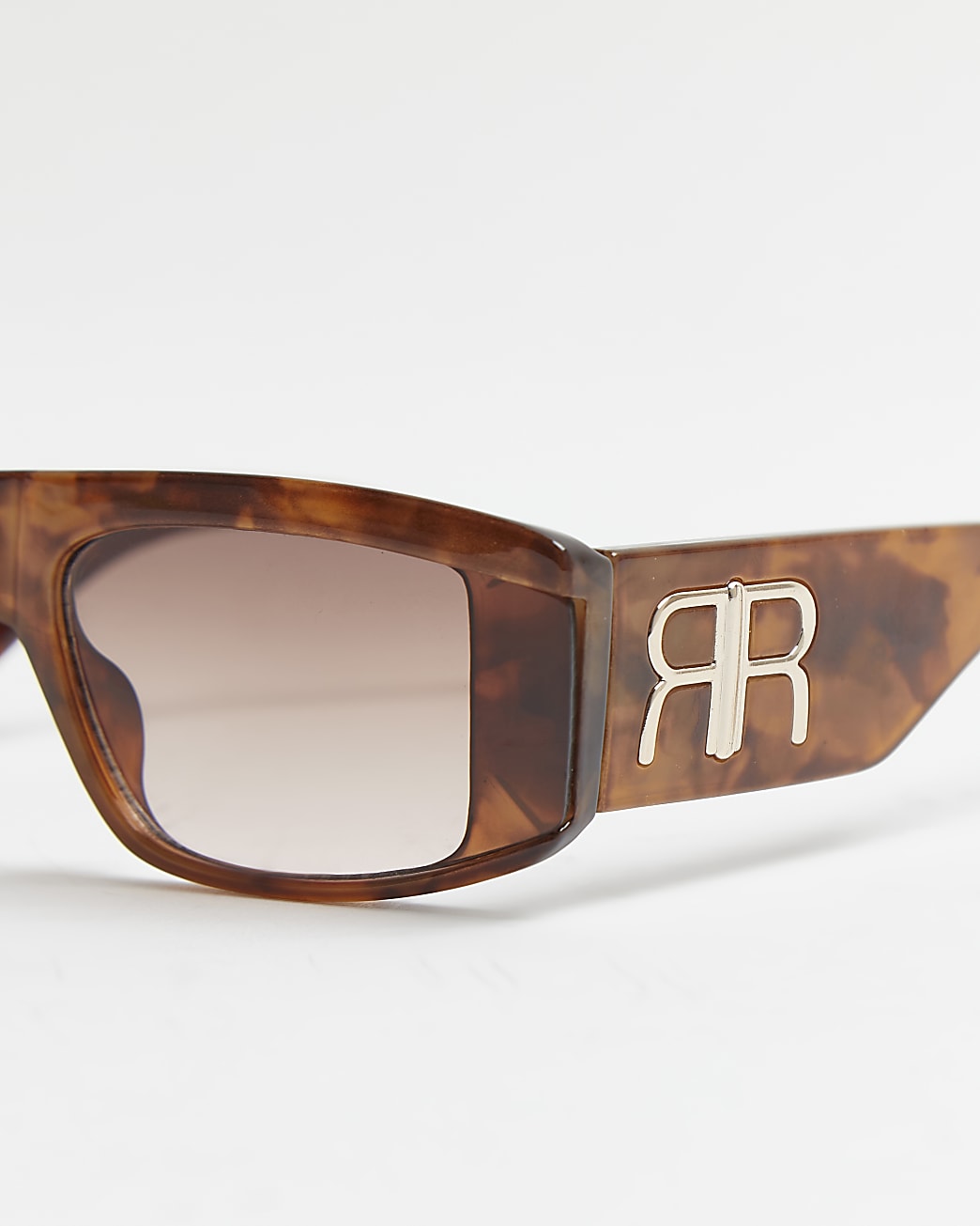 Brown tortoiseshell rectangular sunglasses