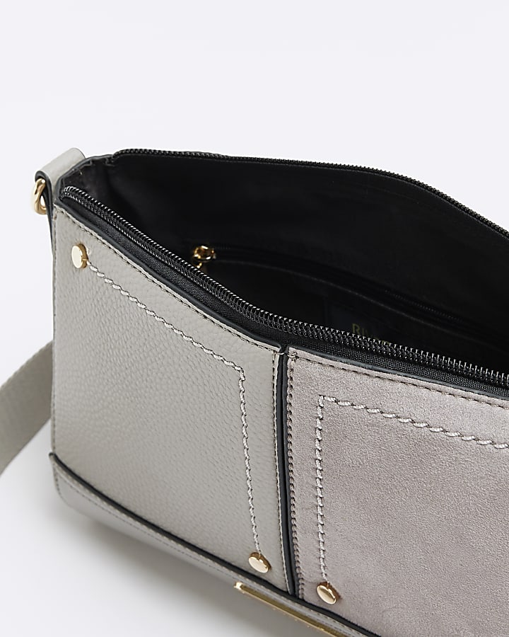 Grey panelled cross body bag