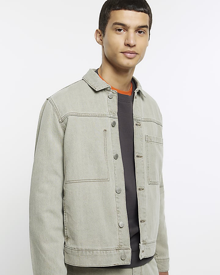 Light green regular fit denim jacket