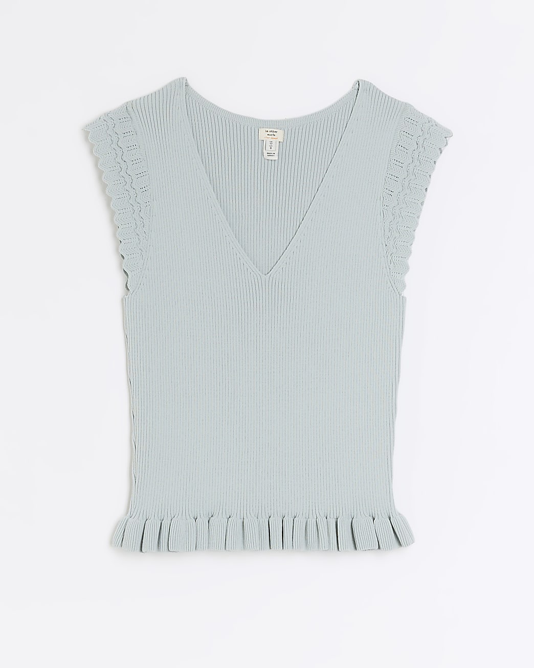 Green knitted frill vest