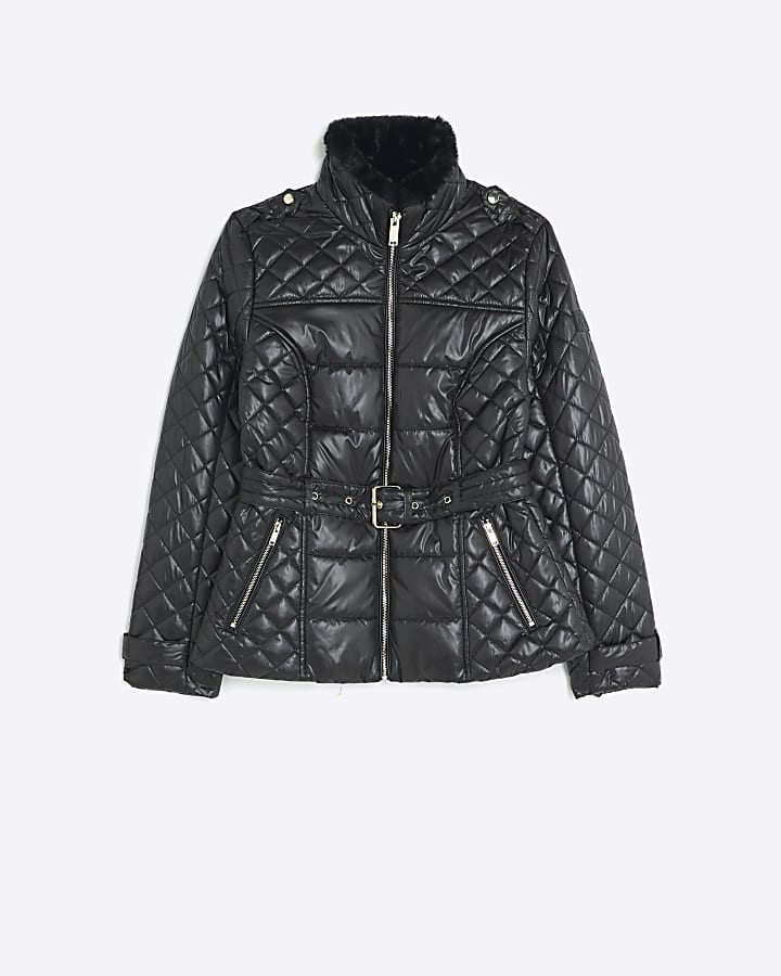 Black belted padded jacket