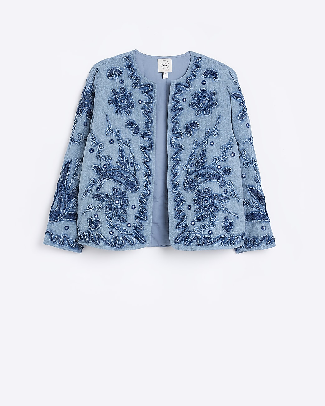 Blue embroidered coat
