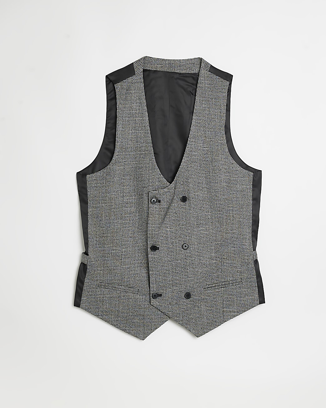Grey Skinny fit Houndstooth Waistcoat