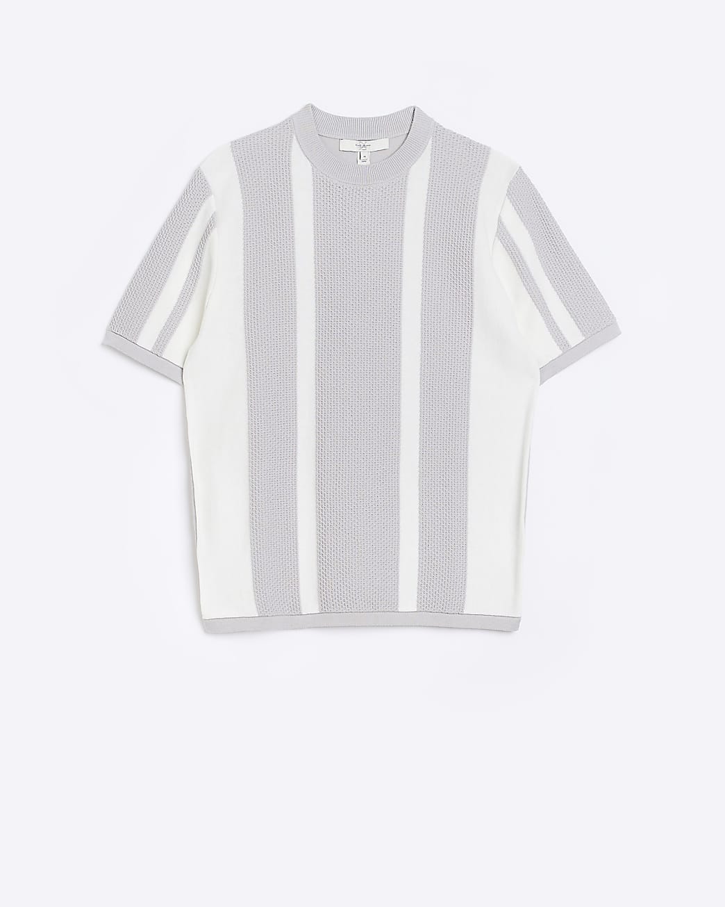Grey slim fit striped knit t-shirt