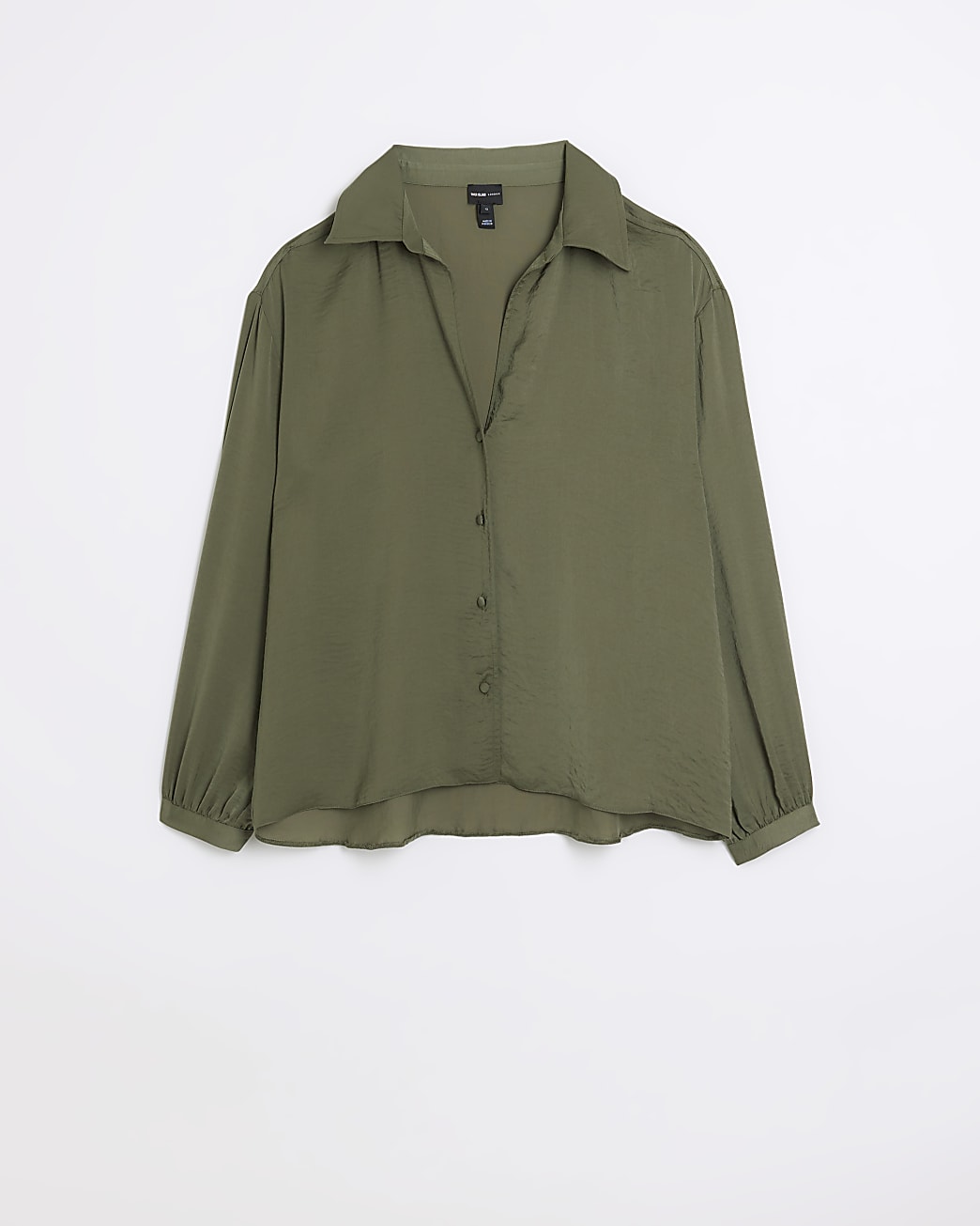Khaki long sleeve satin shirt