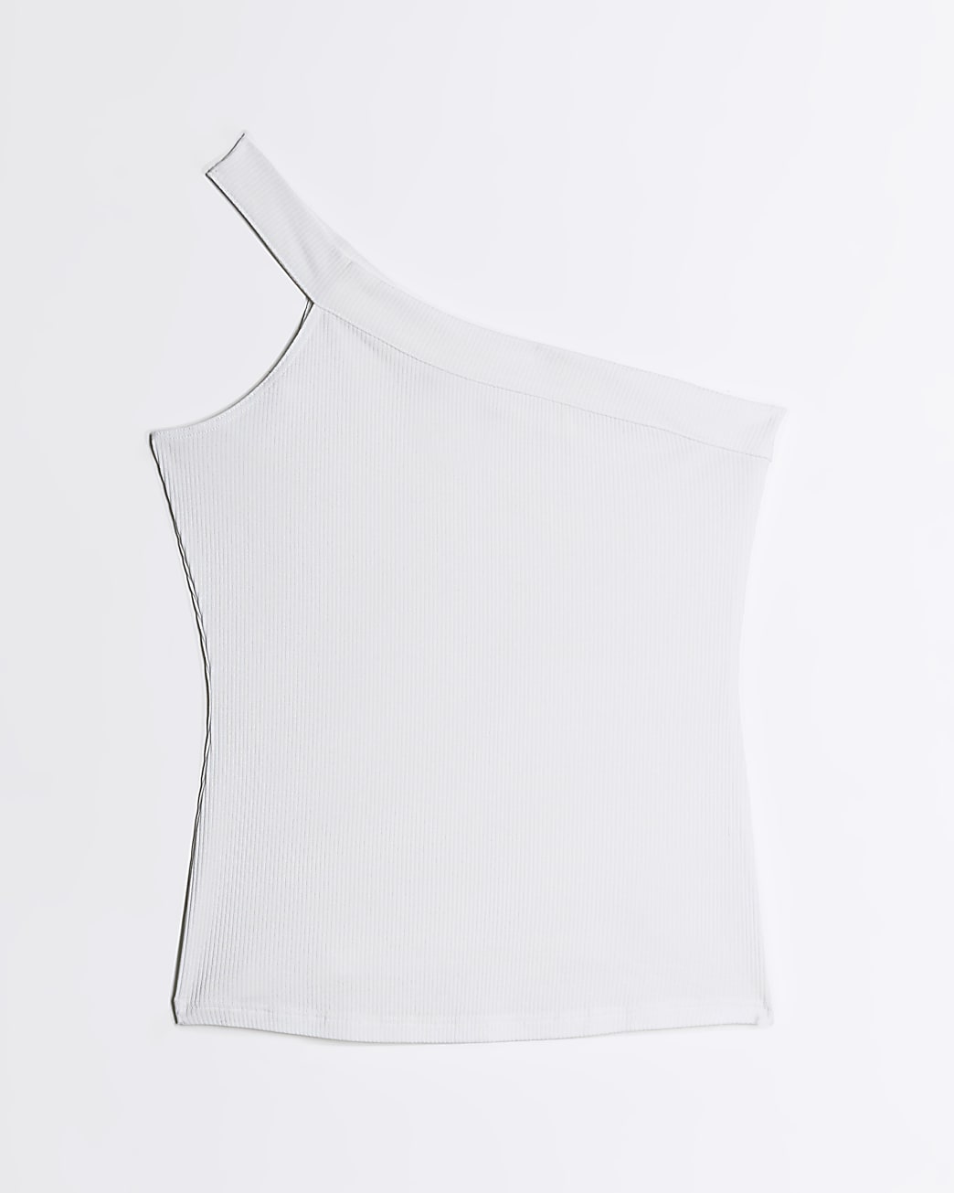 White rib one shoulder vest top