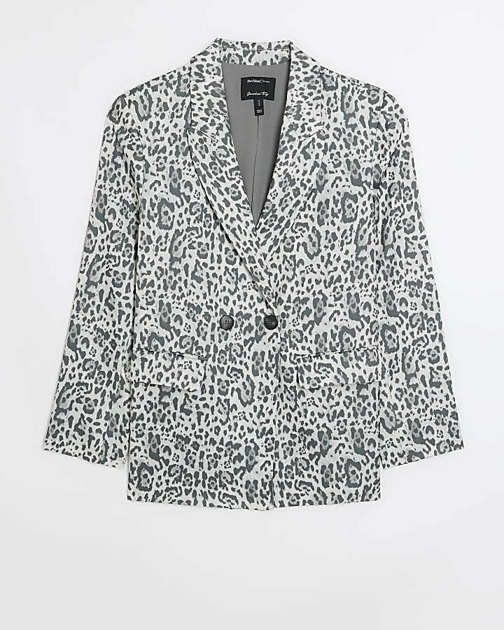 Grey animal print blazer