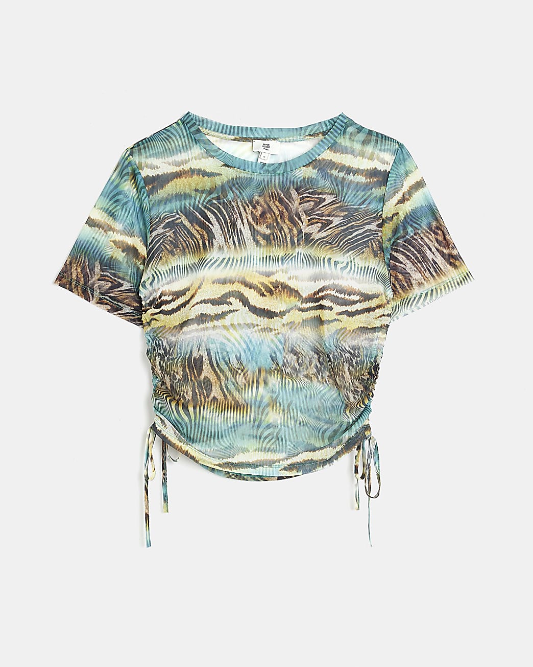 Plus blue animal print ruched t-shirt