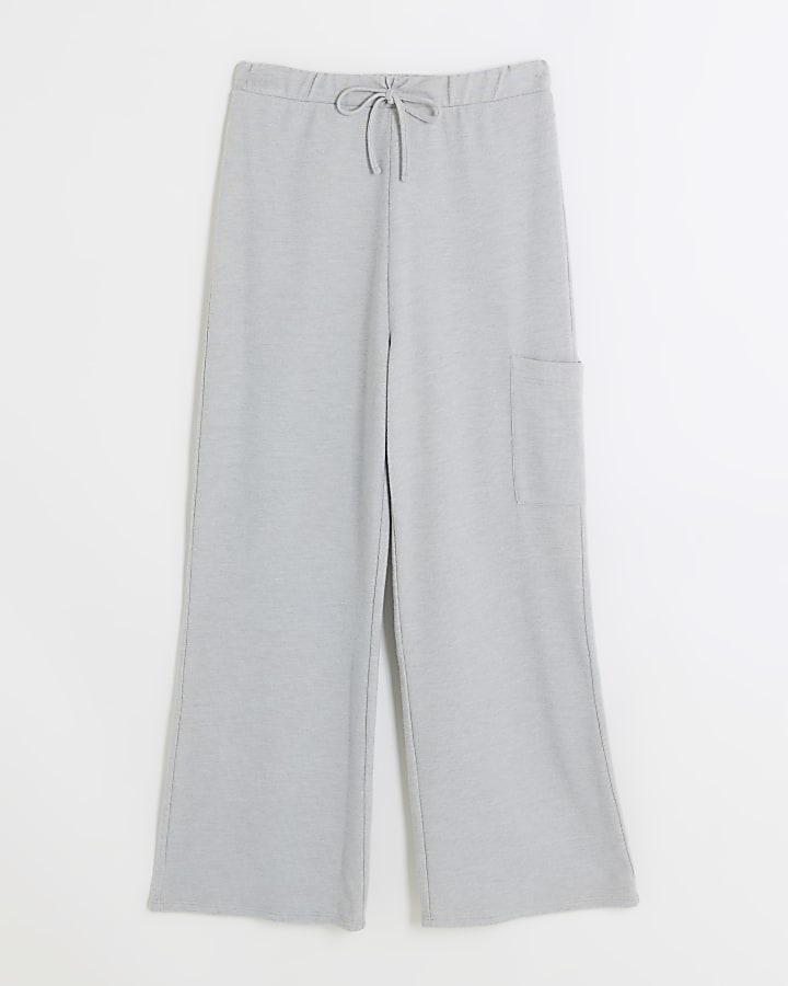 Silver wide leg cargo lounge trousers