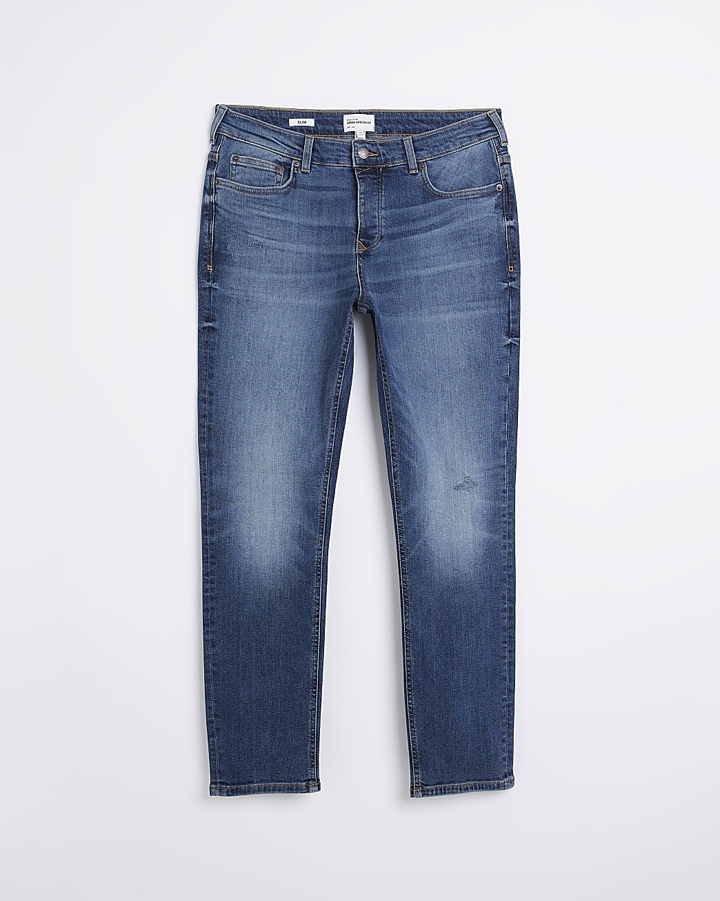 Blue slim fit faded jeans