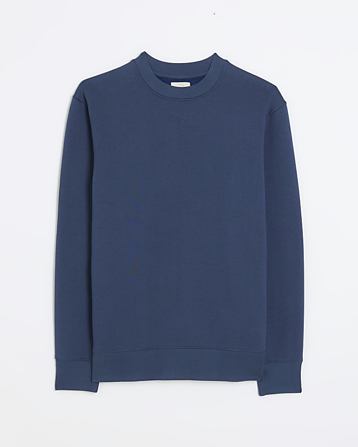 Blue slim fit long sleeve sweatshirt