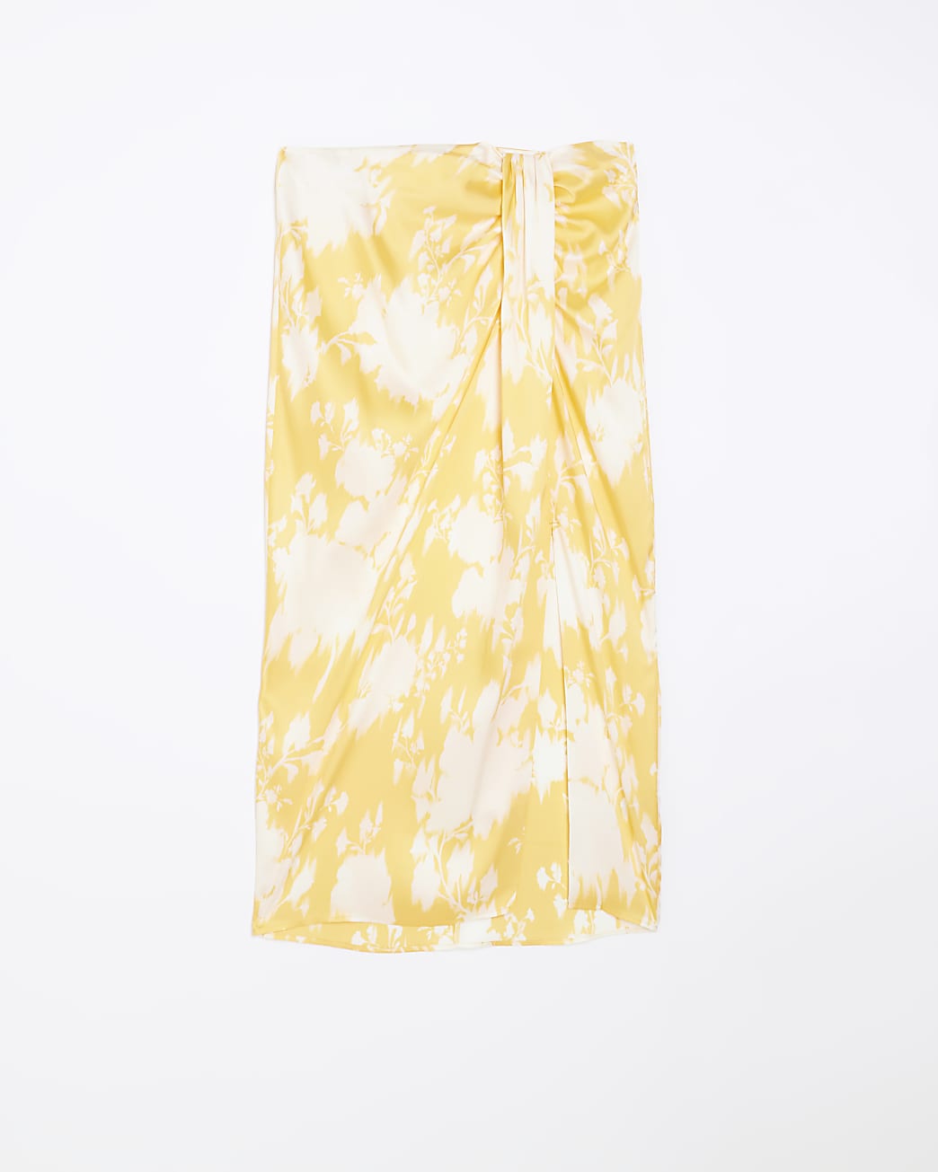 Orange floral print wrap midi skirt