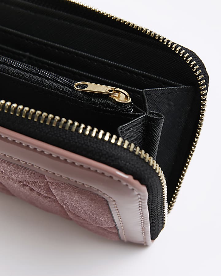 Pink velvet stud purse