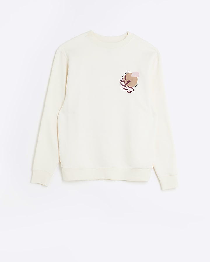 Ecru regular back graphic print sweatshirt