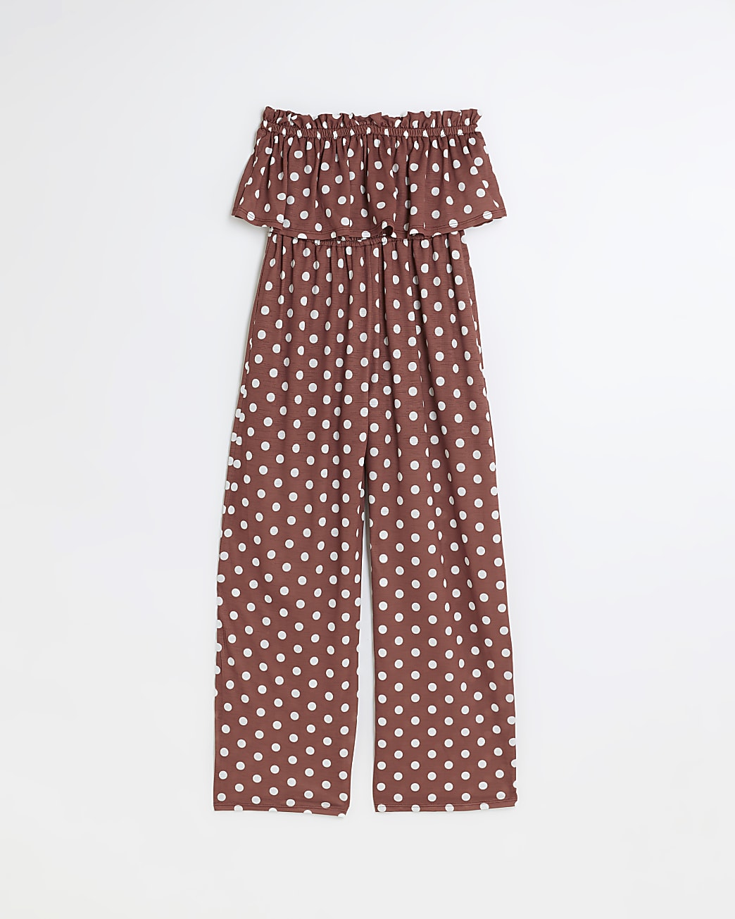 Rust polka dot bandeau jumpsuit