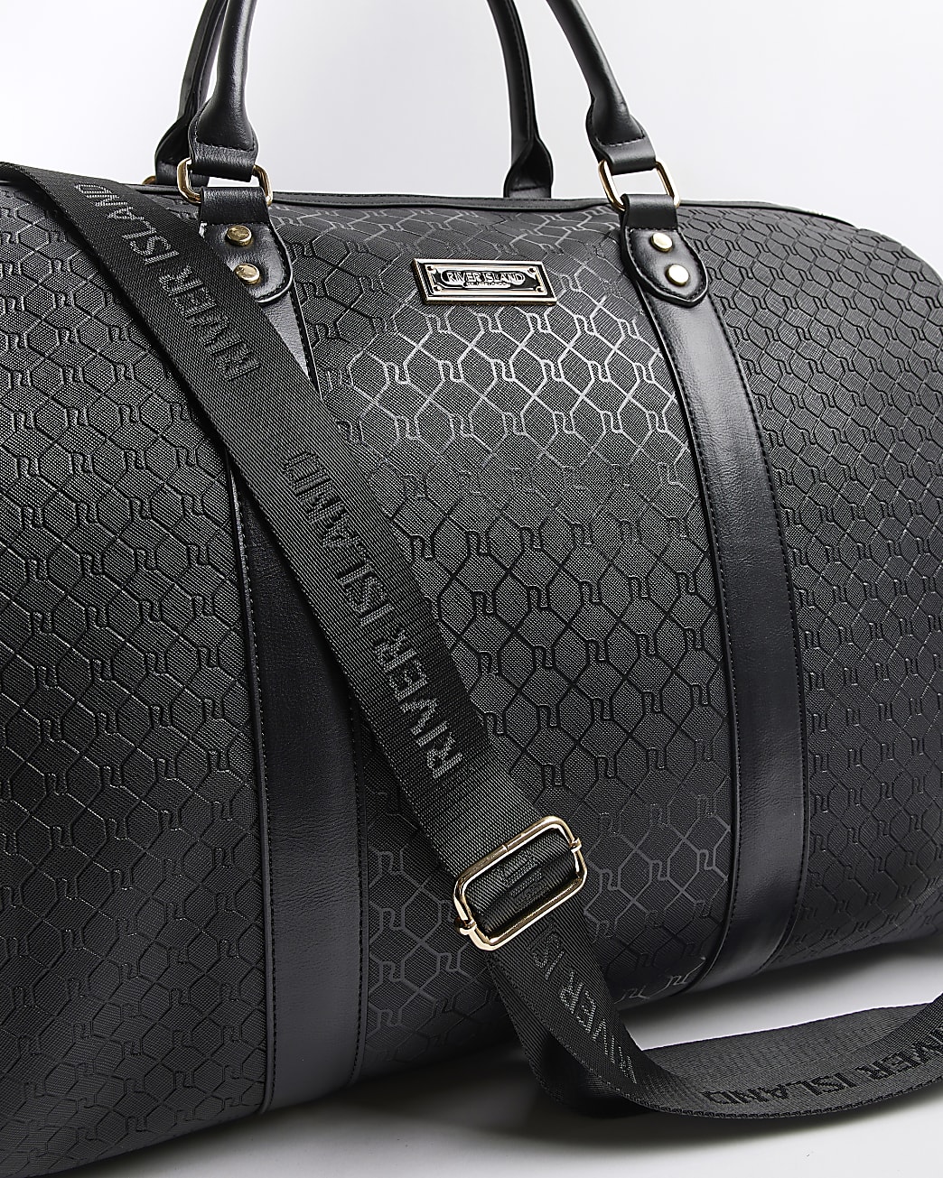 Black RI monogram weekend bag