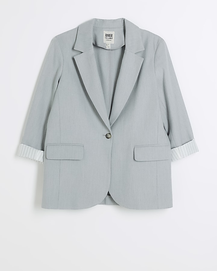 Grey rolled sleeve blazer