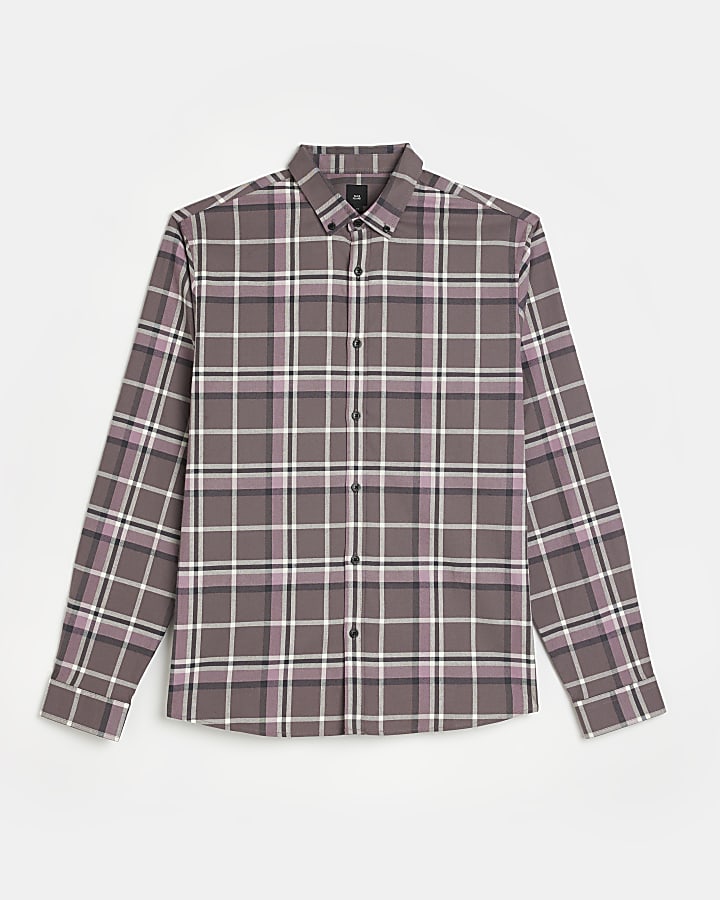 Purple regular fit check shirt