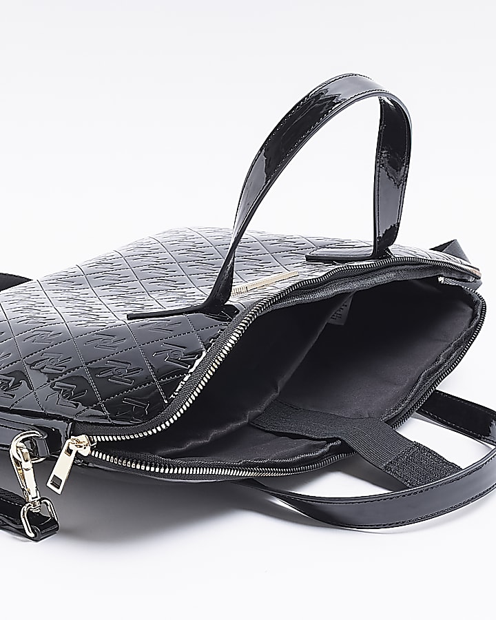 Black patent embossed laptop bag