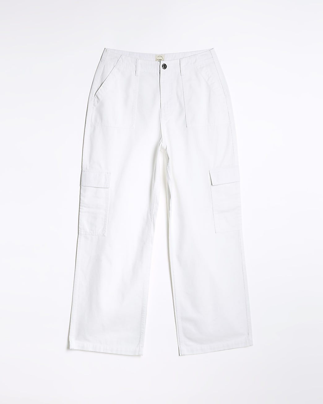 White utility cargo trousers