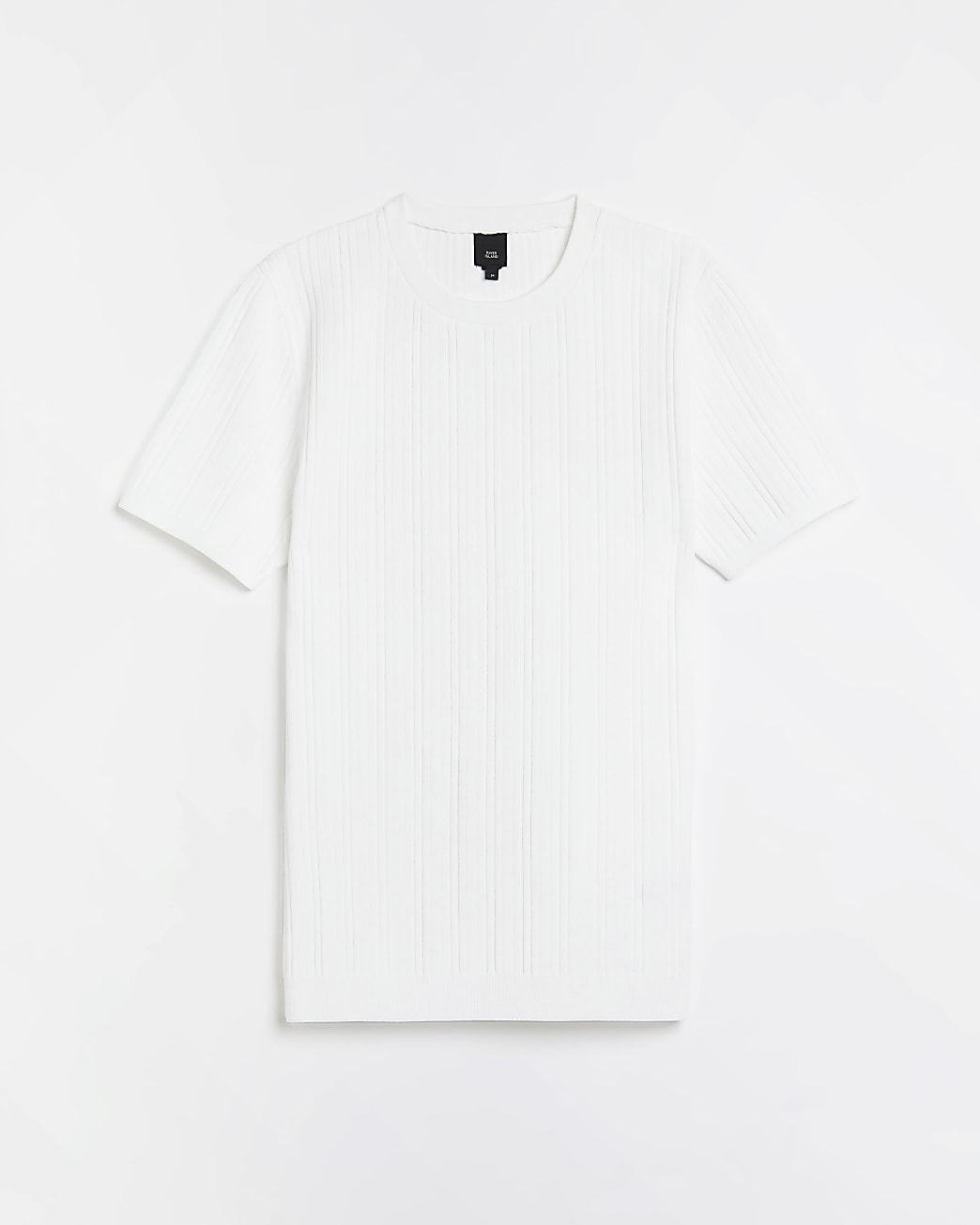 White muscle fit ribbed knitted t-shirt