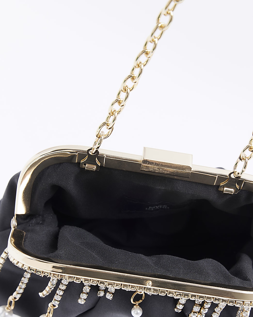 Black satin cross body bag